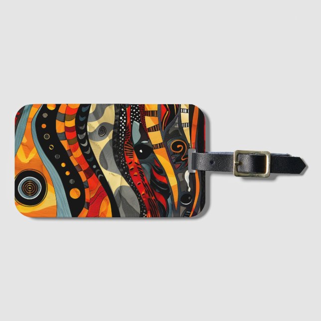 African Tribal Pattern Luggage Tag (Front Horizontal)