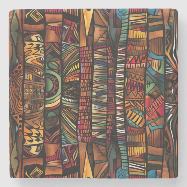 African Tribal Pattern Stone Coaster (Front)