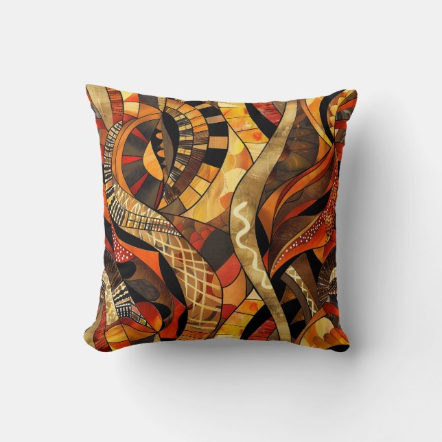 African Tribal Pattern Throw Pillow (Front)