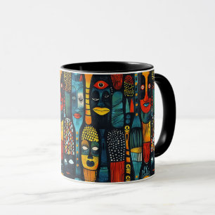 African tribal pattern with idols. mug