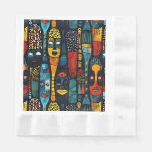 African tribal pattern with idols. napkin