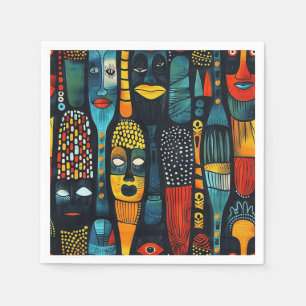 African tribal pattern with idols. napkin
