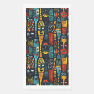 African tribal pattern with idols. napkin