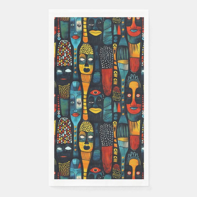 African tribal pattern with idols. napkin (Front)