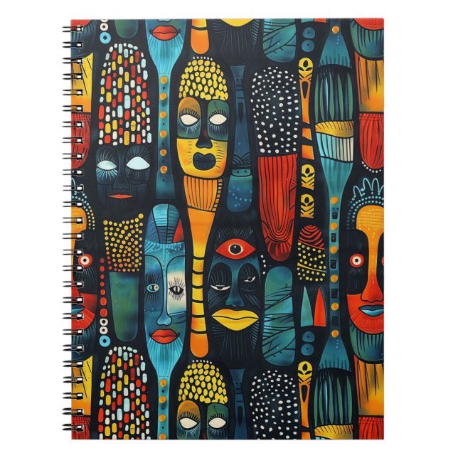 African tribal pattern with idols. notebook (Front)