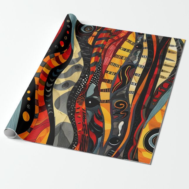 African Tribal Pattern Wrapping Paper (Unrolled)