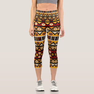 African Tribal Print Capri Leggings