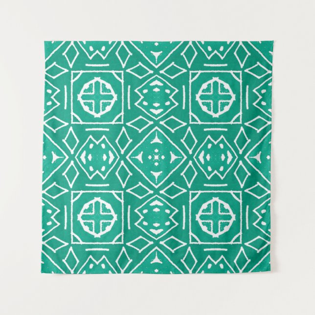 African Tribal Print Ikat Pattern Tapestry (Front)