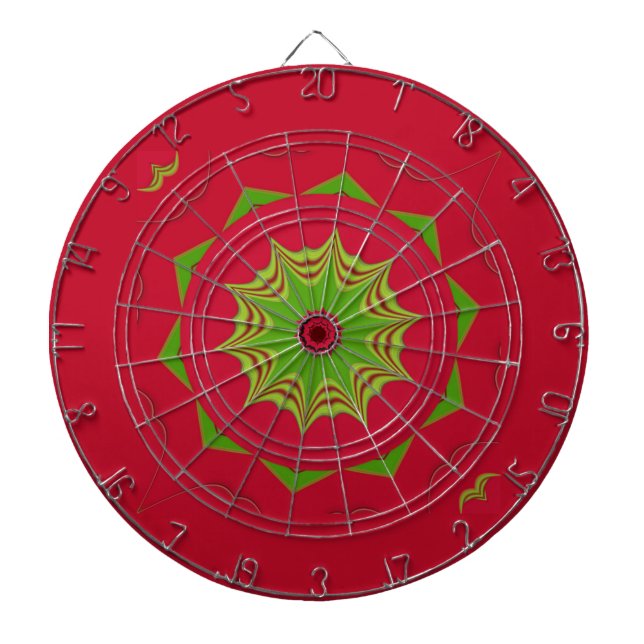 African Tribal Red & Green Mandala Dartboard (Front)