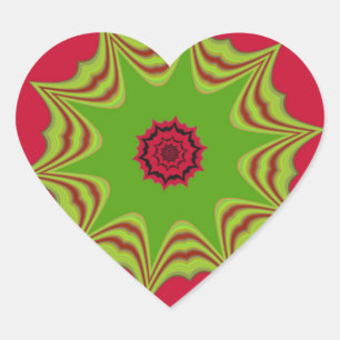 African Tribal Red & Green Mandala Heart Sticker