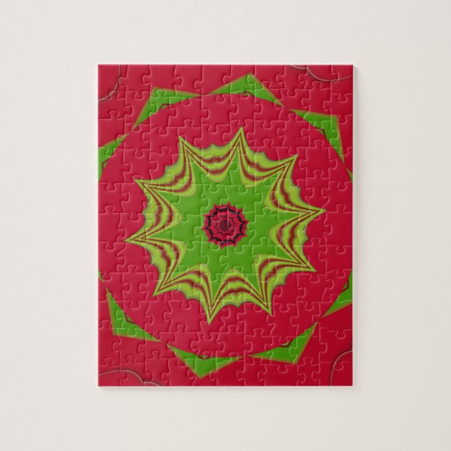 African Tribal Red & Green Mandala Jigsaw Puzzle (Vertical)