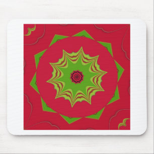 African Tribal Red & Green Mandala Mouse Mat