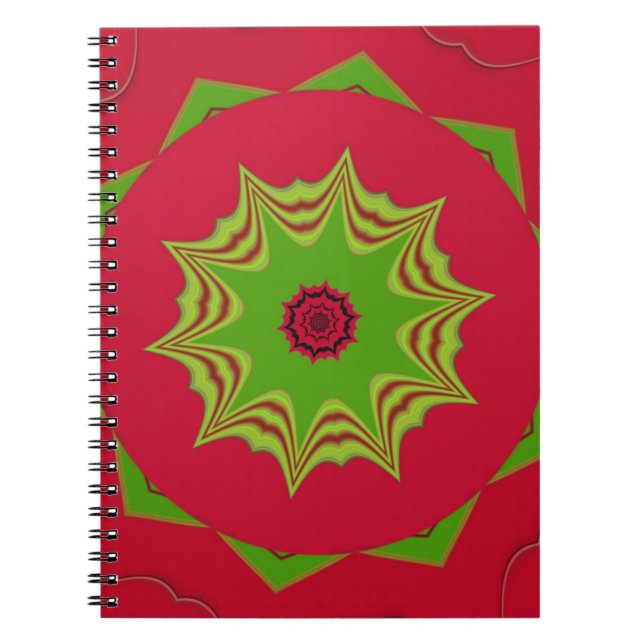 African Tribal Red & Green Mandala Notebook (Front)