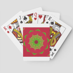 African Tribal Red & Green Mandala Playing Cards