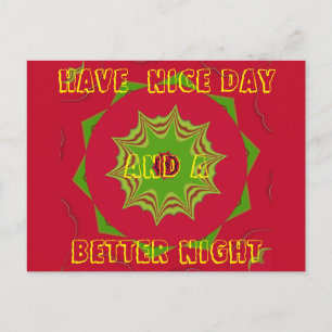 African Tribal Red & Green Mandala Postcard