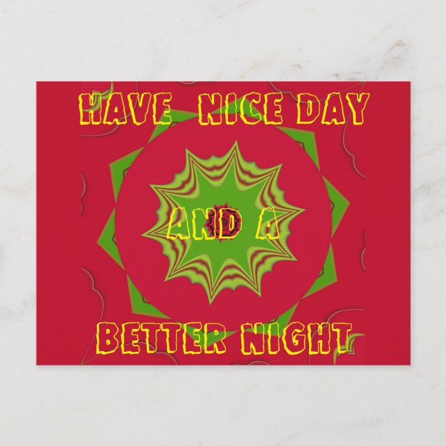 African Tribal Red & Green Mandala Postcard (Front)