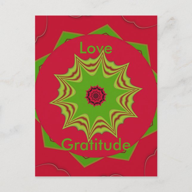 African Tribal Red & Green Mandala Postcard (Front)