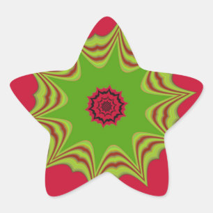 African Tribal Red & Green Mandala Star Sticker