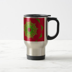 African Tribal Red & Green Mandala Travel Mug