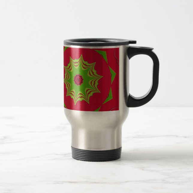 African Tribal Red & Green Mandala Travel Mug (Right)
