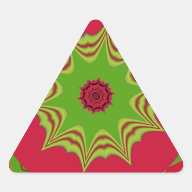 African Tribal Red & Green Mandala Triangle Sticker (Front)