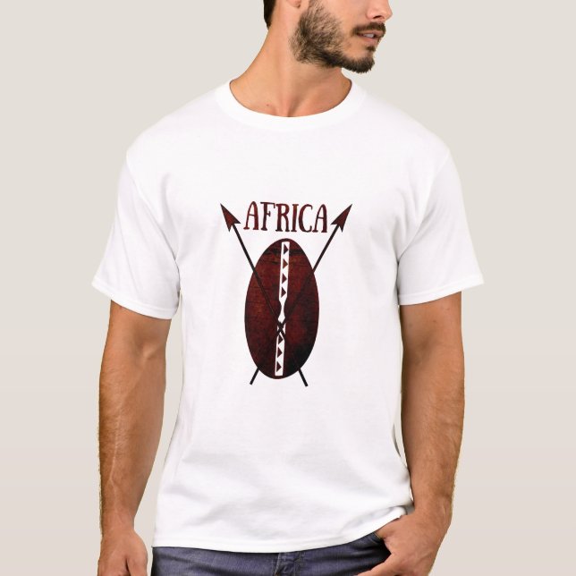 african tribal shield arrowheads spear T-Shirt (Front)
