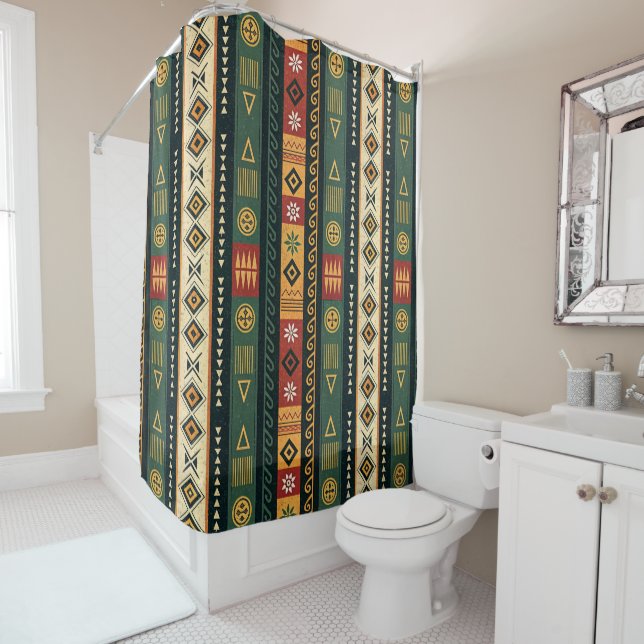 African Tribal Shower Curtain (In Situ)