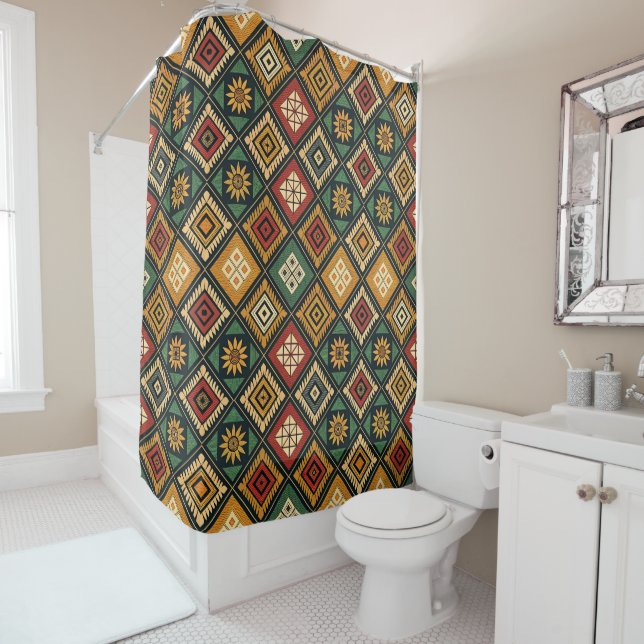 African Tribal Shower Curtain (In Situ)