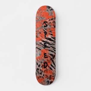 African, tribal.  skateboard