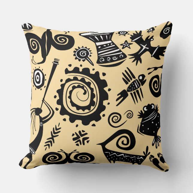 African Tribal Symbol Throw Pillow (Front)