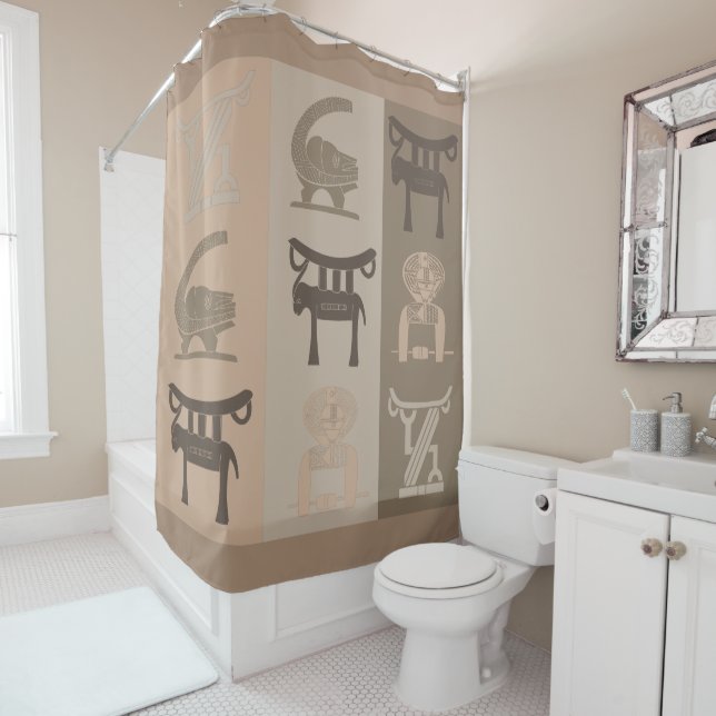 African tribal symbols pattern shower curtain (In Situ)