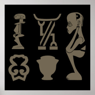 African tribal tattoos pattern poster