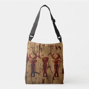 African Tribal vintage face art drawing Crossbody Bag