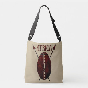 African Tribal Vintage shield and spear art Crossbody Bag