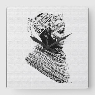 African Tribal Wedding Bride Square Wall Clock