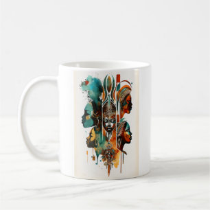 African Tribal Women Painting, Contemporary Art Coffee Mug