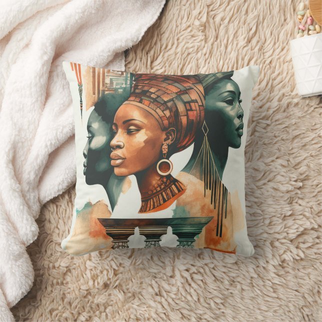 African Tribal Women Painting, Contemporary Art Cushion (Blanket)
