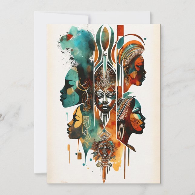 African Tribal Women Painting, Contemporary Art Invitation (Front)