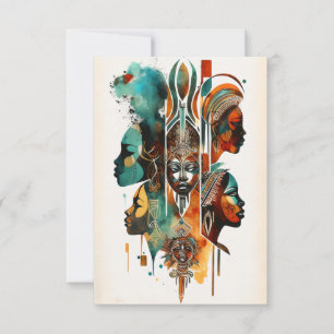 African Tribal Women Painting, Contemporary Art Thank You Card