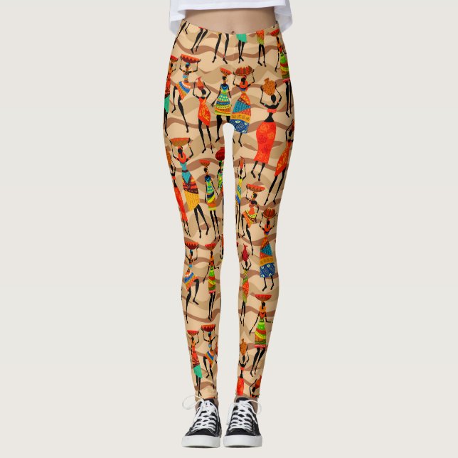 African Tribal Women Pattern Leggings (Front)