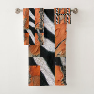 African Tribal Zebra  Print Bath Towel Set