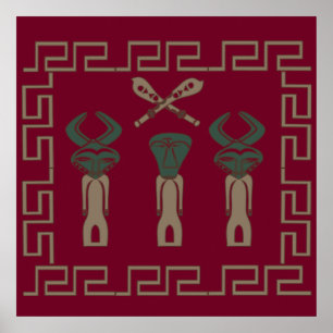 african tribe warrior ritual poster