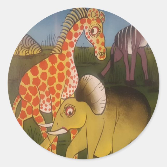 African Trio Art Print Classic Round Sticker (Front)