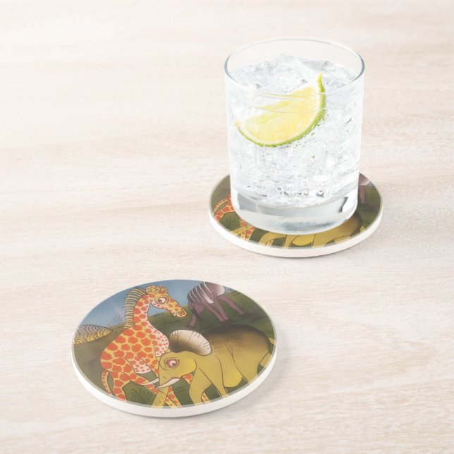 African Trio Art Print Coaster (Side)