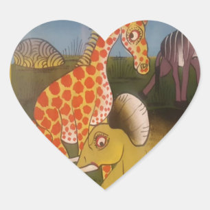 African Trio Art Print Heart Sticker