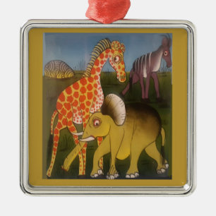 African Trio Art Print Metal Tree Decoration