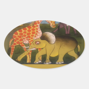 African Trio Art Print Oval Sticker