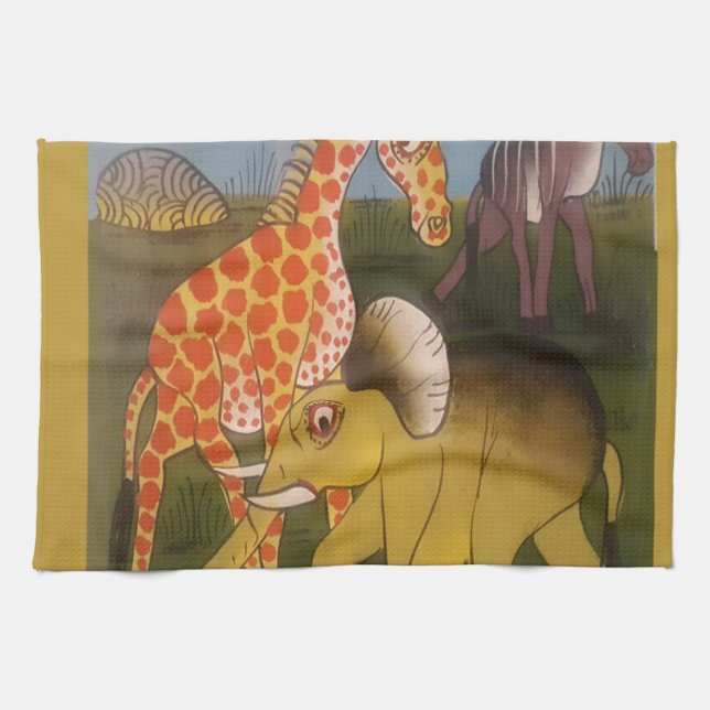 African Trio Art Print Tea Towel (Horizontal)