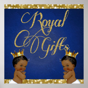 African Twin BOYS Gold Glitter Royal Gifts Sign