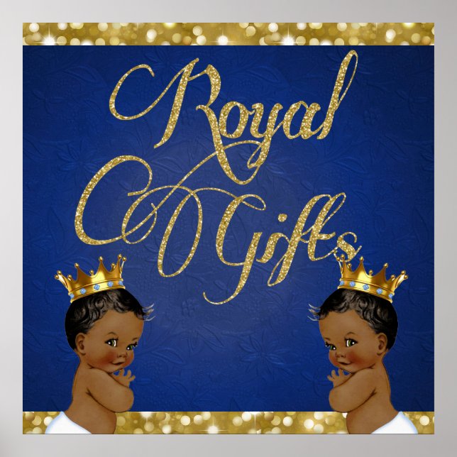 African Twin BOYS |Gold Glitter Royal Gifts Sign (Front)